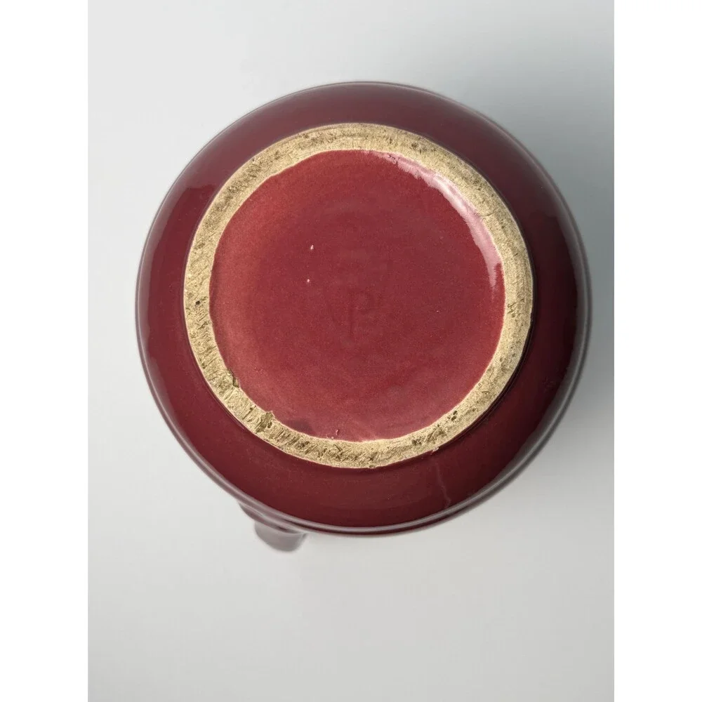 Vintage Pfaltzgraff Burgundy Pottery Pitcher | Early Keystone P Mark USA
